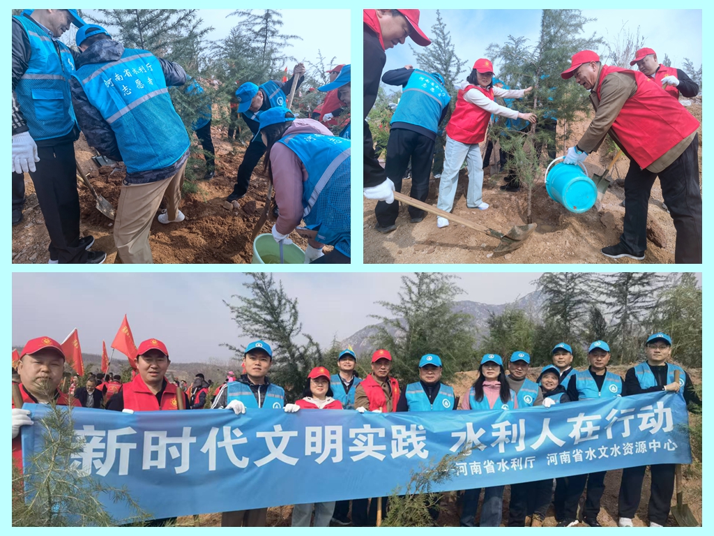 河南省水利厅机关联合河南省水文水资源中心开展义务植树活动