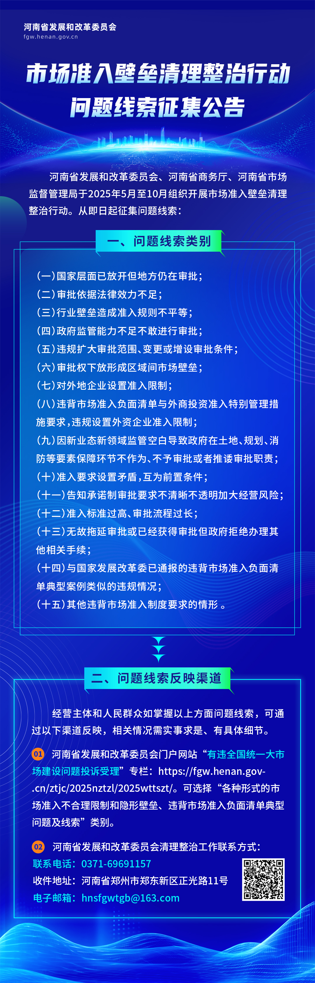 市场准入壁垒清理整治行动问题线索征集公告