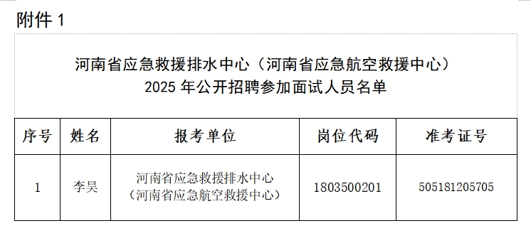 河南省应急救援排水中心<br>（河南省应急航空救援中心）<br>2025年公开招聘面试公告