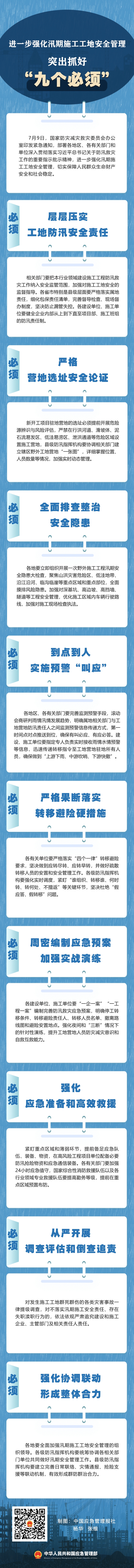 一图读懂｜进一步强化汛期施工工地安全管理 突出抓好“九个必须”