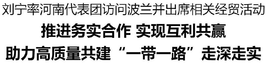 刘宁率河南代表团访问波兰并出席相关经贸活动