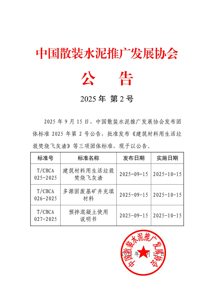 中国散协团体标准2025年第2号公告